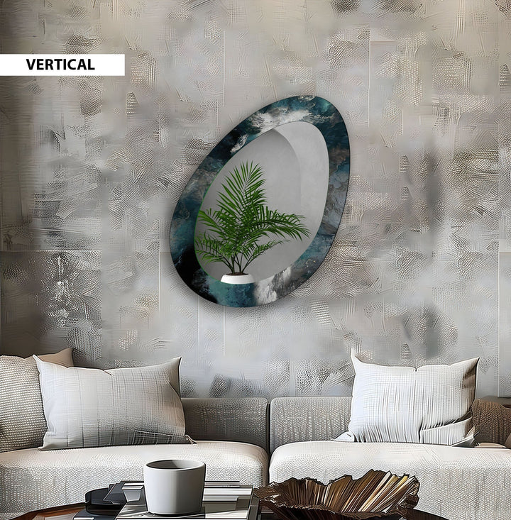 Decorative wall mirror blending artistic patterns with modern functionality for a unique look
