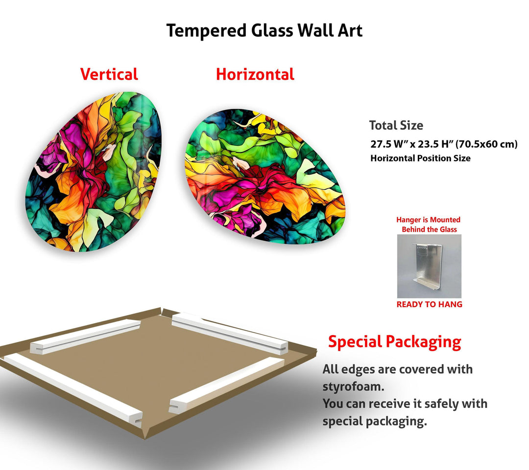Vivid Pink Watercolor Oval Glass Wall Art, custom glass pictures, glass art prints
