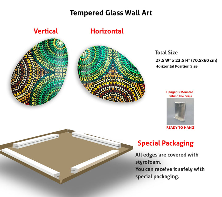 Green Marble Pattern Oval Glass Wall Art, glass pictures for Wall, glass prints wall art
