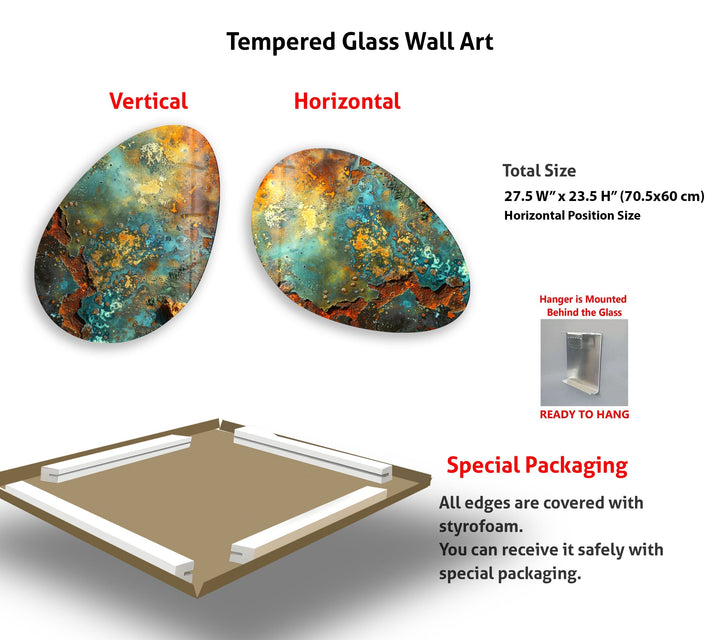 Green Abstract Pattern Oval Glass Wall Art, art glass wall art, glass wall art pictures

