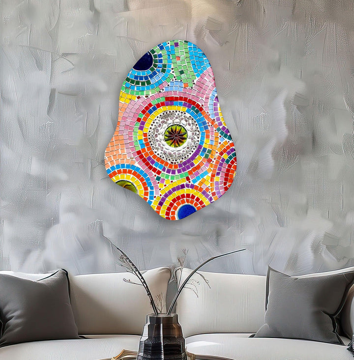 Stylish Pink Mosaic Irregular Glass Wall Art, stained glass wall art, stained glass wall decor
