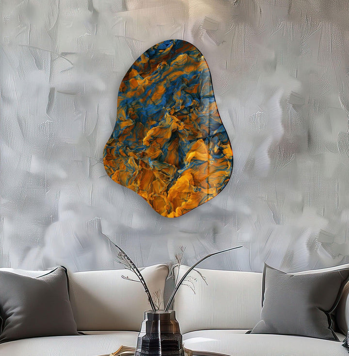 Orange Marbled Decorative Glass Wall Art, glass image printing, glass prints from photos
