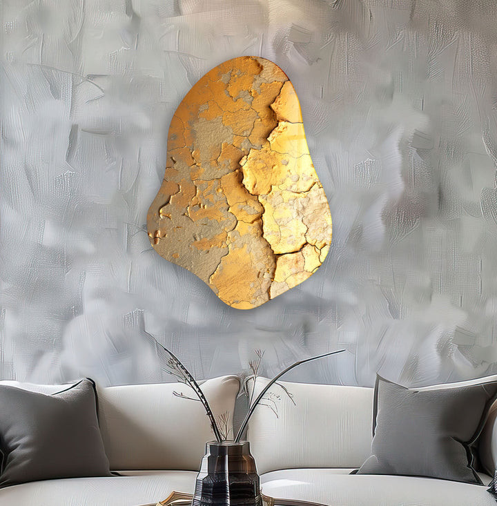 Elegant Gold Decorative Glass Wall Art, glass art painting, glass art for the Wall
