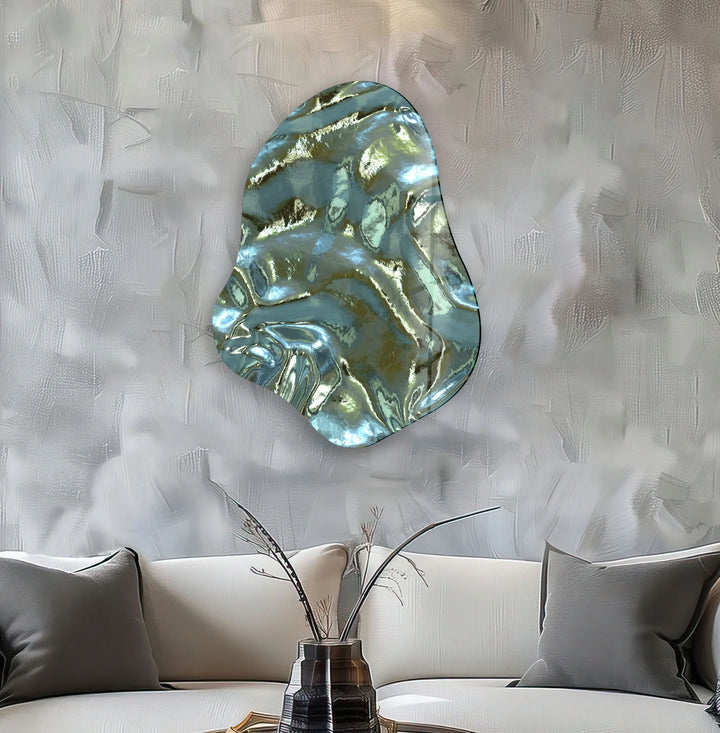 Stylish Green Abstract Glass Wall Art, custom glass pictures, glass art prints
