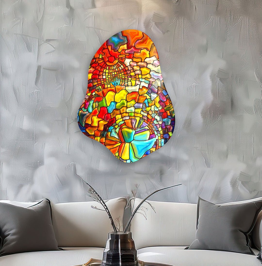 Stylish Orange Stained Glass Wall Art, stained glass wall art, stained glass wall decor
