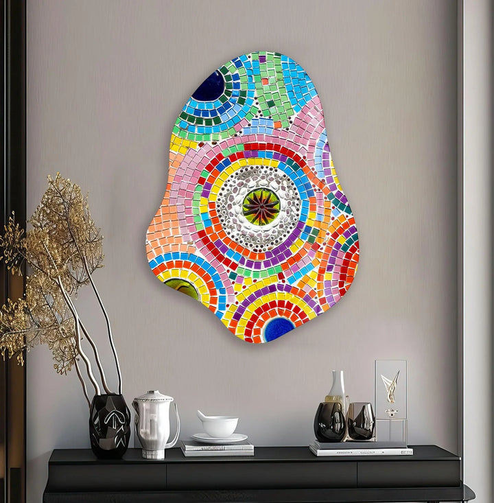 Stylish Pink Mosaic Irregular Glass Wall Art, Stylish Pink Mosaic Irregular Glass Wall Art