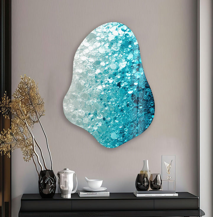 Unique Blue Abstarct Glass Wall Art, large glass photo prints, glass wall photos
