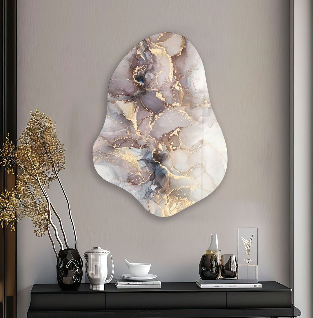 Light Brown Alcohol Ink Modern Glass Wall Art, glass image printing, glass prints from photos
