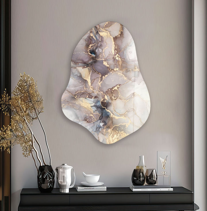 Light Brown Alcohol Ink Modern Glass Wall Art, glass image printing, glass prints from photos
