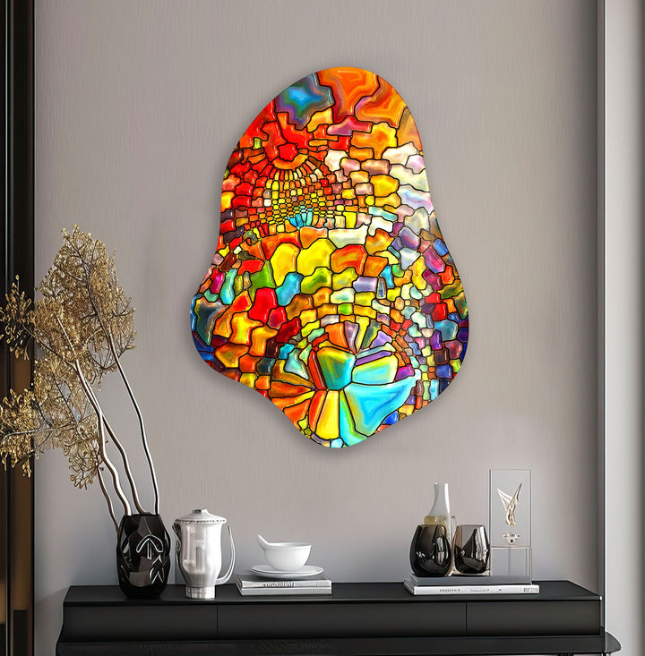 Stylish Orange Stained Glass Wall Art, art glass wall art, glass wall art pictures
