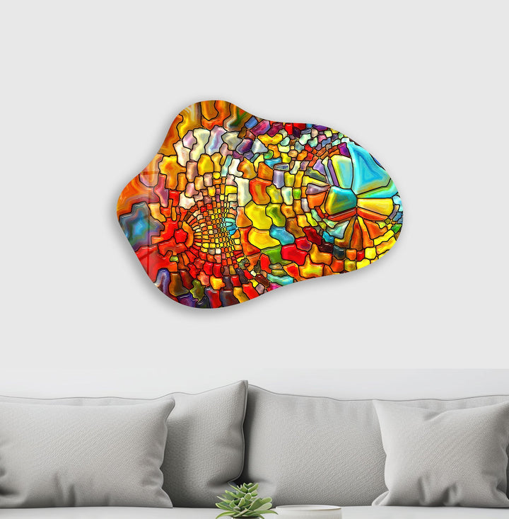 Stylish Orange Stained Glass Wall Art, glass art painting, glass art for the Wall
