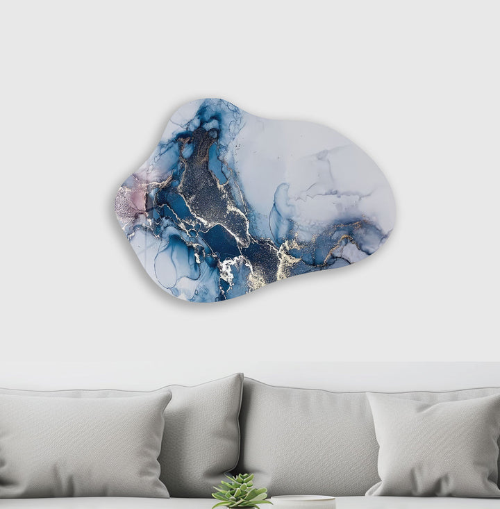 Dark Blue Alcohol Ink Modern Glass Wall Art, Glass Printing Wall Art, Print photos on glass
