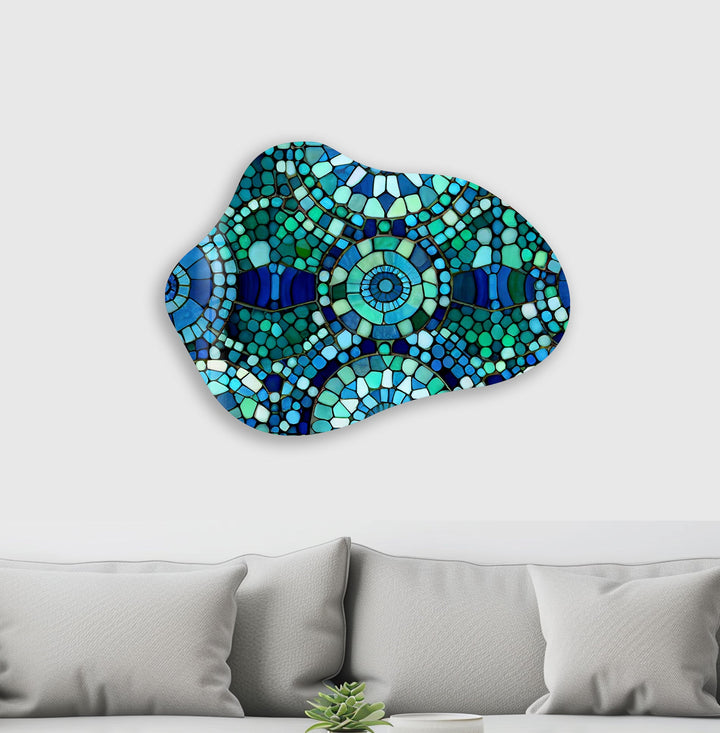 Mosaic Pattern Green Irregular Glass Wall Art, art glass wall art, glass wall art pictures
