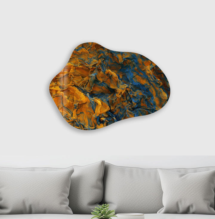 Orange Marbled Decorative Glass Wall Art, Glass Printing Wall Art, Print photos on glass
