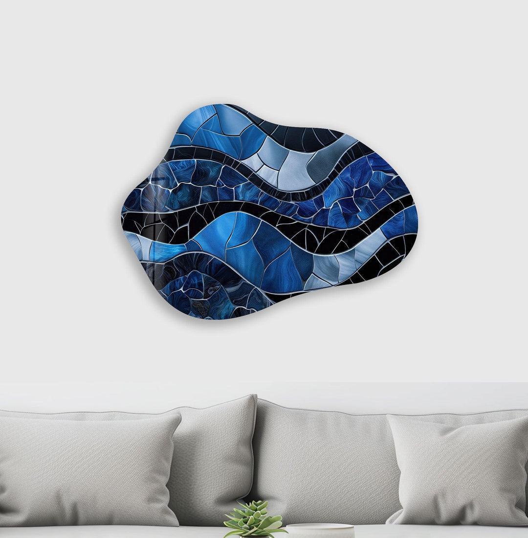 Stained Blue Decorative Glass Wall Art, stained glass wall art, stained glass wall decor
