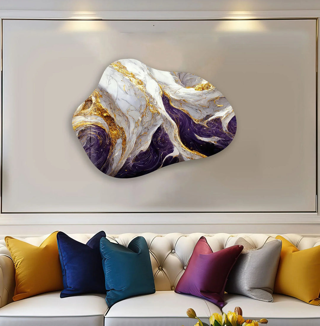 Stylish Gold Marble Glass Wall Art, glass pictures for Wall, glass prints wall art
