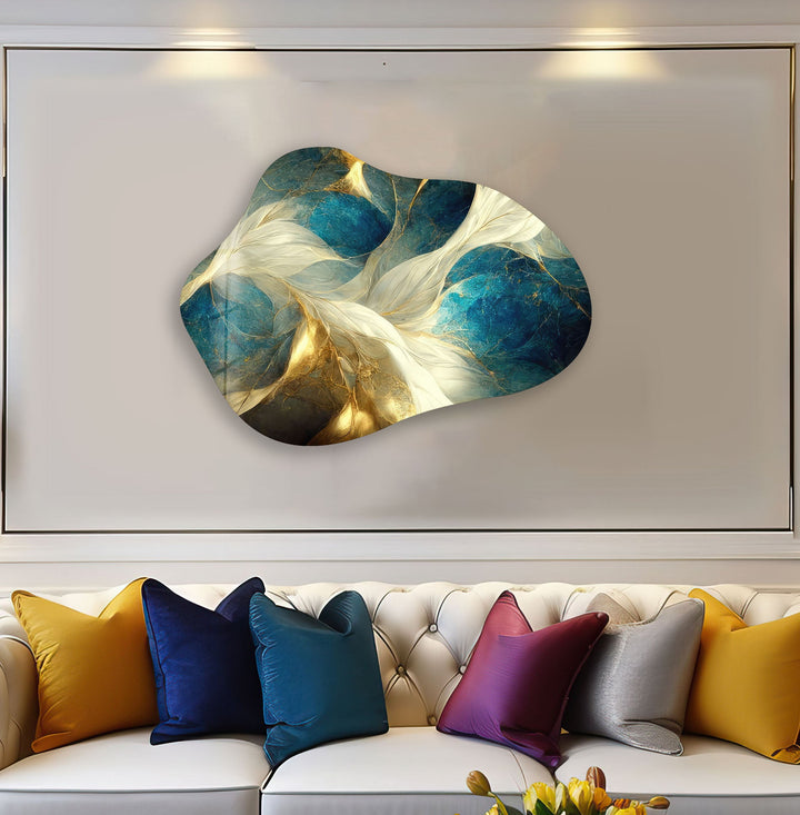 Stylish Green Marbled Glass Wall Art, glass art painting, glass art for the Wall
