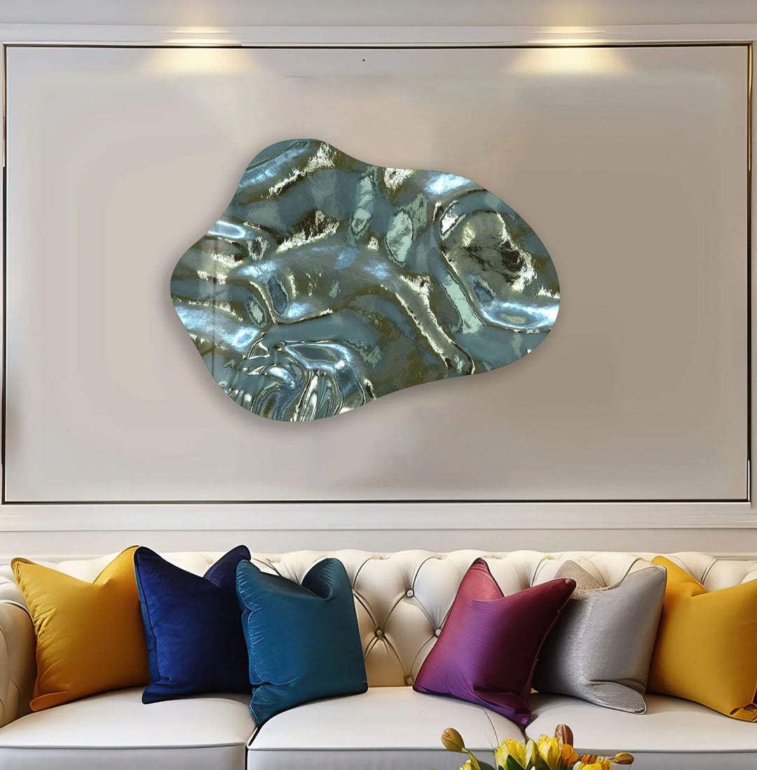Stylish Green Abstract Glass Wall Art, photo print on glass, prints on glass wall art
