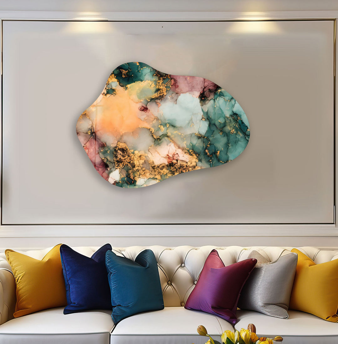 Yellow Abstract Modern Glass Wall Art, glass art painting, glass art for the Wall
