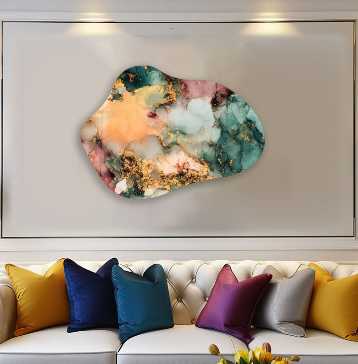 Yellow Abstract Modern Glass Wall Art, glass art painting, glass art for the Wall
