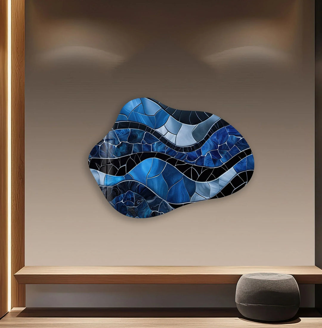 Stained Blue Decorative Glass Wall Art, art glass wall art, glass wall art pictures

