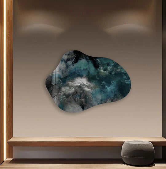 Asymmetric decorative wall art featuring an abstract, irregularly shaped design with organic, fluid geometric elements.