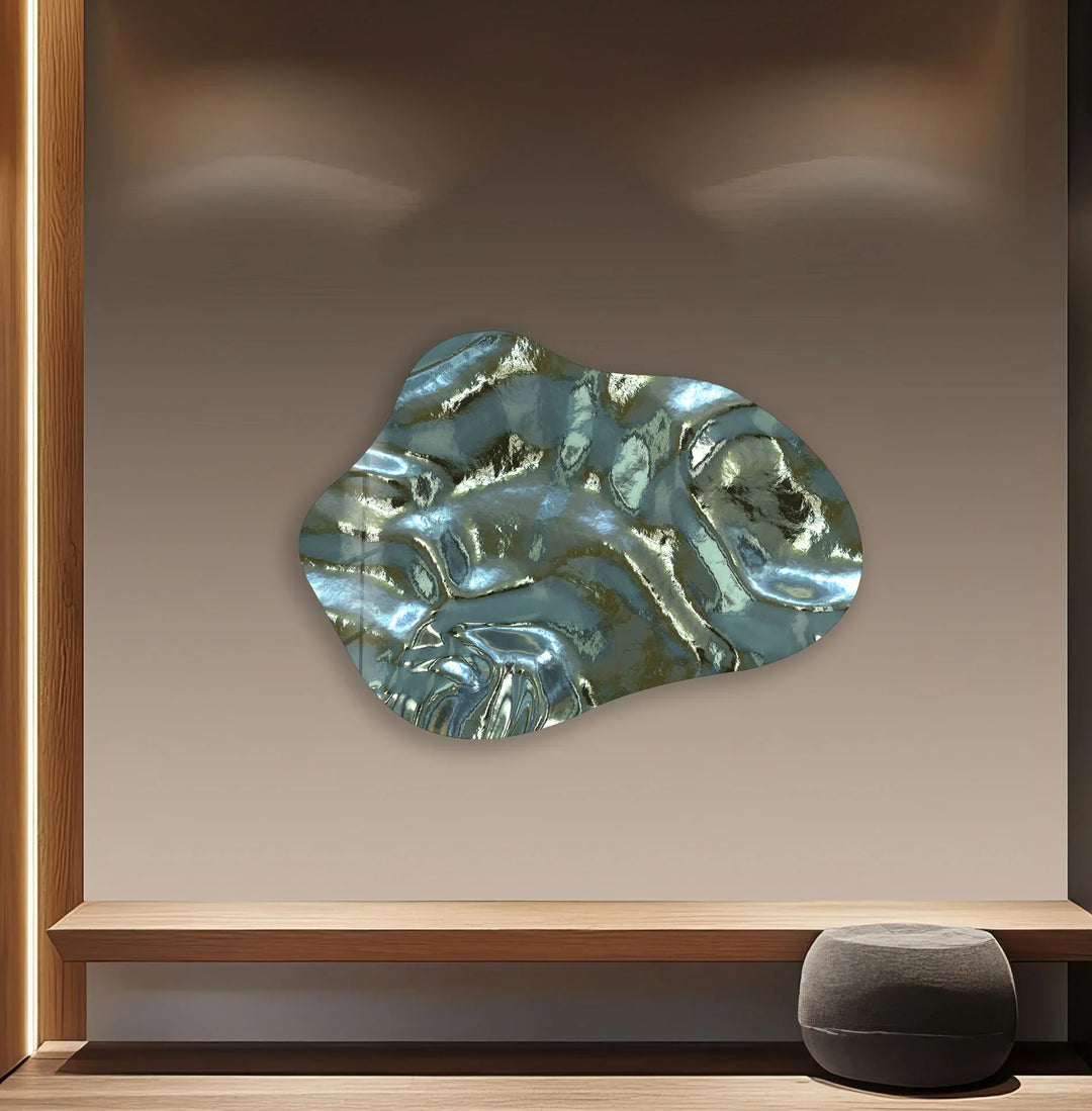 Stylish Green Abstract Glass Wall Art, custom glass photo prints, large glass prints
