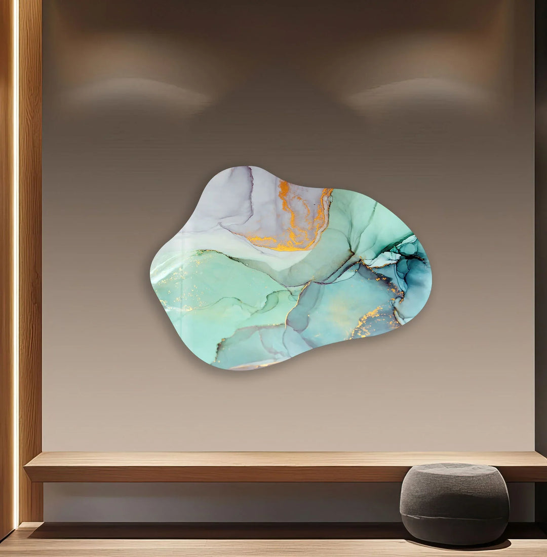 Stylish Turquoise Watercolor Glass Wall Art, glass pictures for Wall, glass prints wall art
