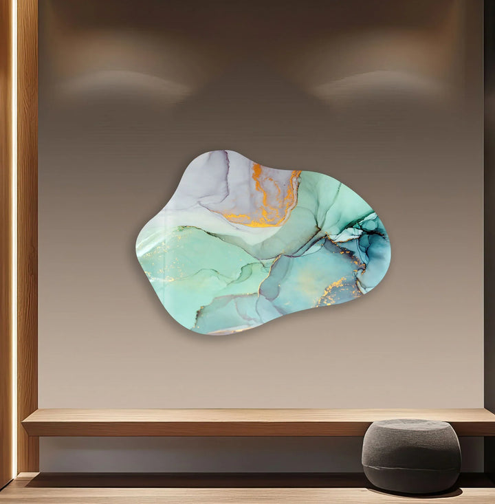 Stylish Turquoise Watercolor Glass Wall Art, glass pictures for Wall, glass prints wall art
