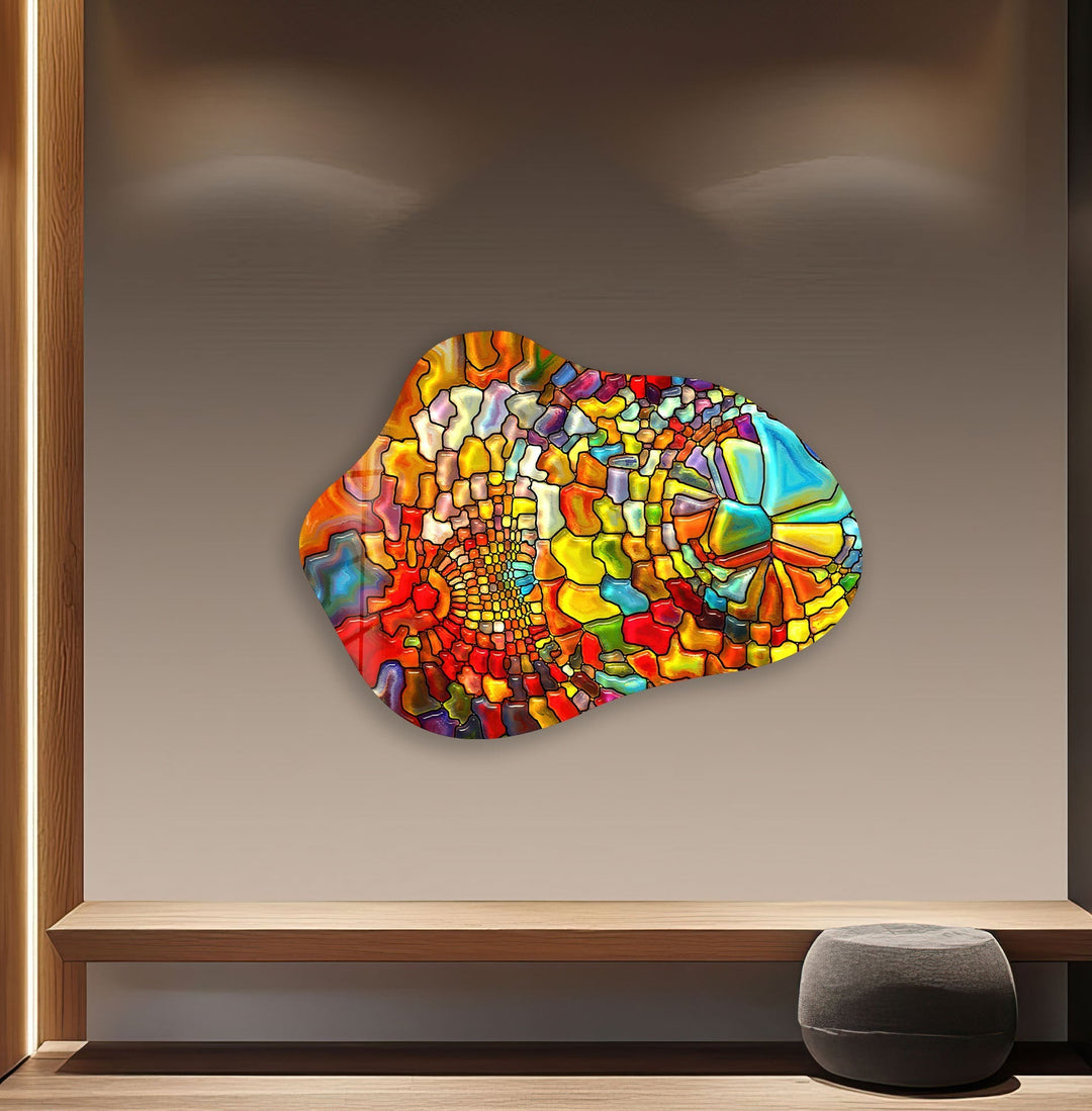 Stylish Orange Stained Glass Wall Art, glass photo prints, glass picture prints
