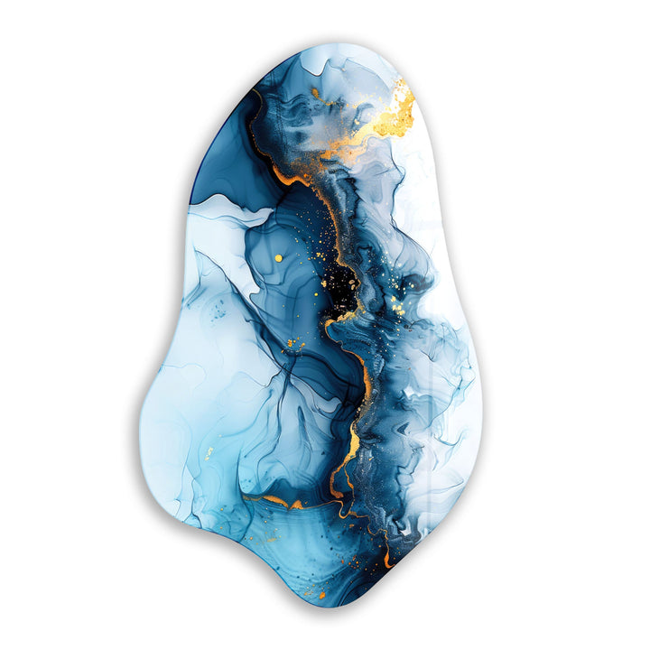 Abstract Blue Alcohol Ink Irregular Glass Wall Art, glass image printing, glass prints from photos
