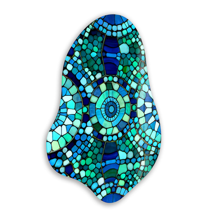Mosaic Pattern Green Irregular Glass Wall Art, glass image printing, glass prints from photos
