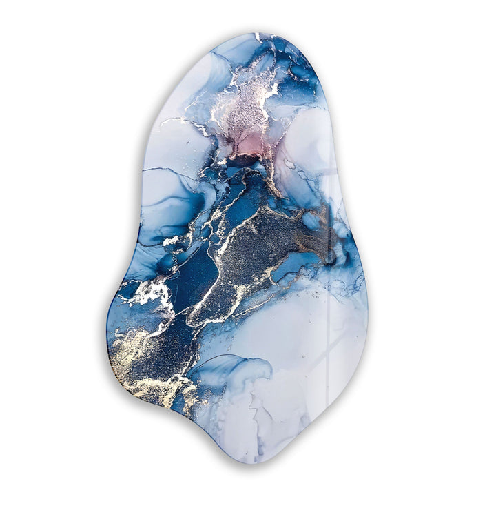 Dark Blue Alcohol Ink Modern Glass Wall Art, glass photo prints, glass picture prints
