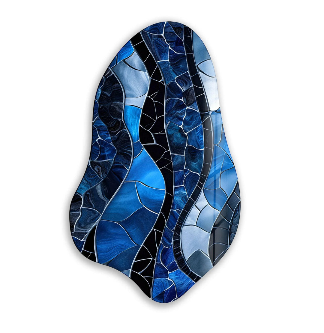 Stained Blue Decorative Glass Wall Art, glass image printing, glass prints from photos
