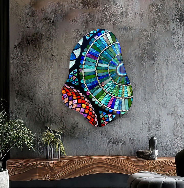 Blue Mosaic Stylish Glass Wall Art, art glass wall art, glass wall art pictures
