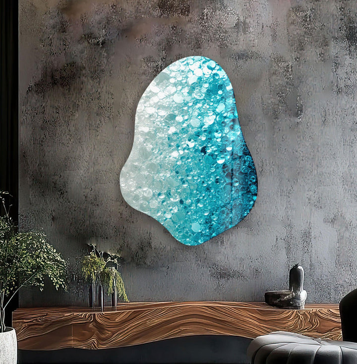 Unique Blue Abstarct Glass Wall Art, photo print on glass, prints on glass wall art

