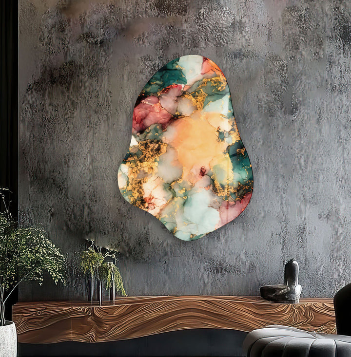 Yellow Abstract Modern Glass Wall Art, glass pictures for Wall, glass prints wall art
