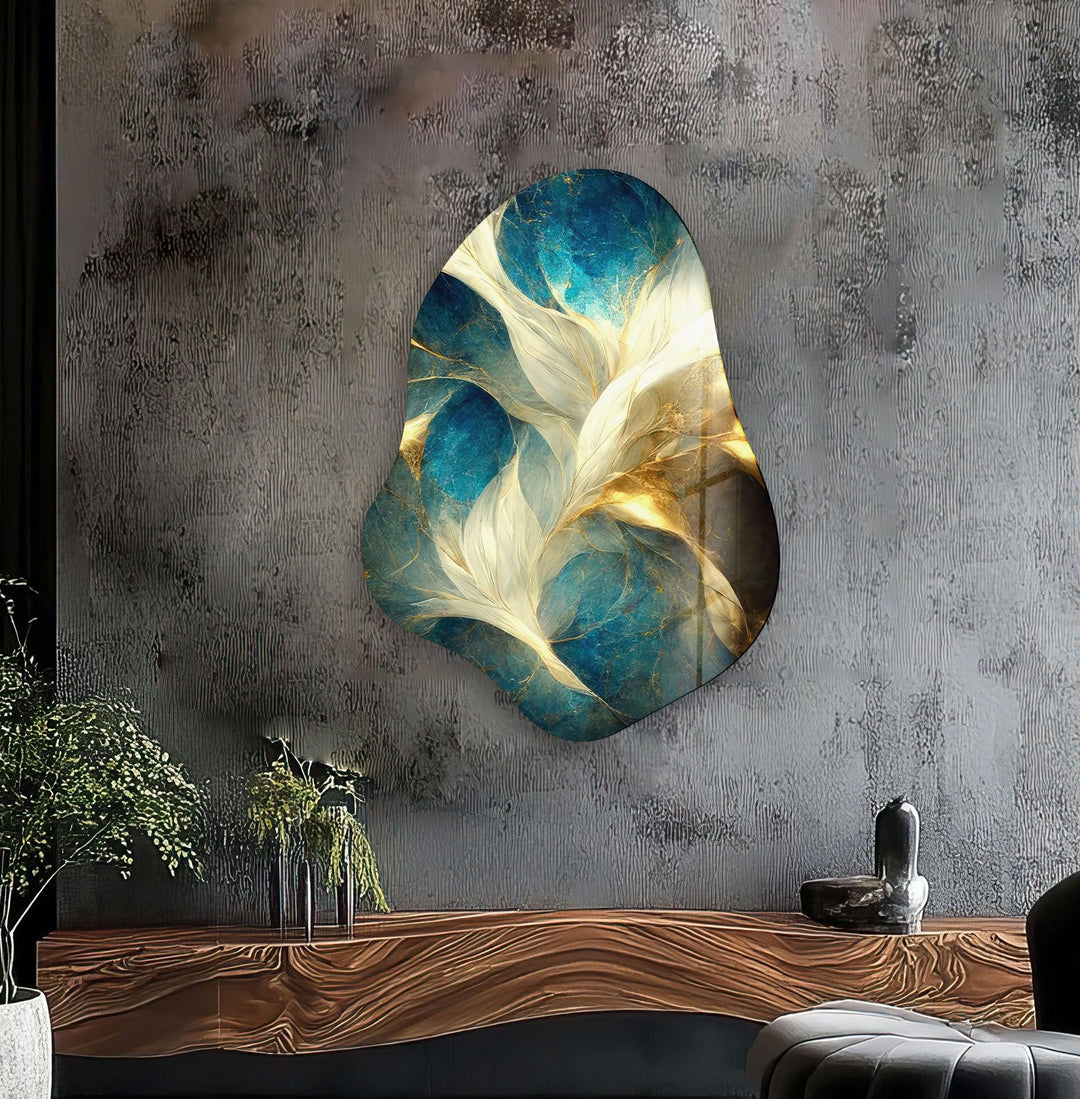 Stylish Green Marbled Glass Wall Art, glass pictures for Wall, glass prints wall art
