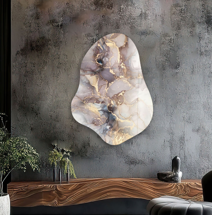 Light Brown Alcohol Ink Modern Glass Wall Art, glass pictures for Wall, glass prints wall art
