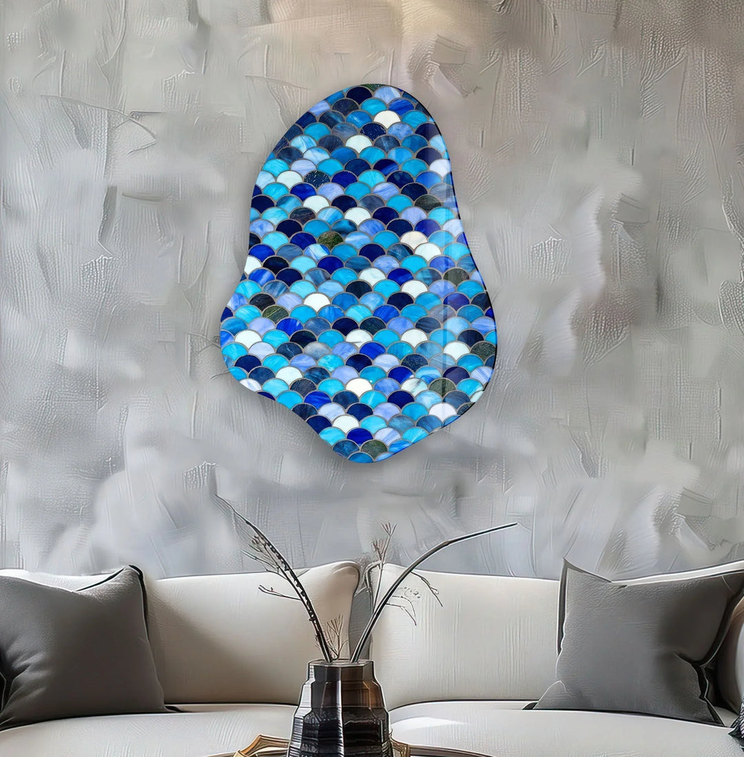 Stunning Blue Stained Glass Wall Art, glass photo prints, glass picture prints
