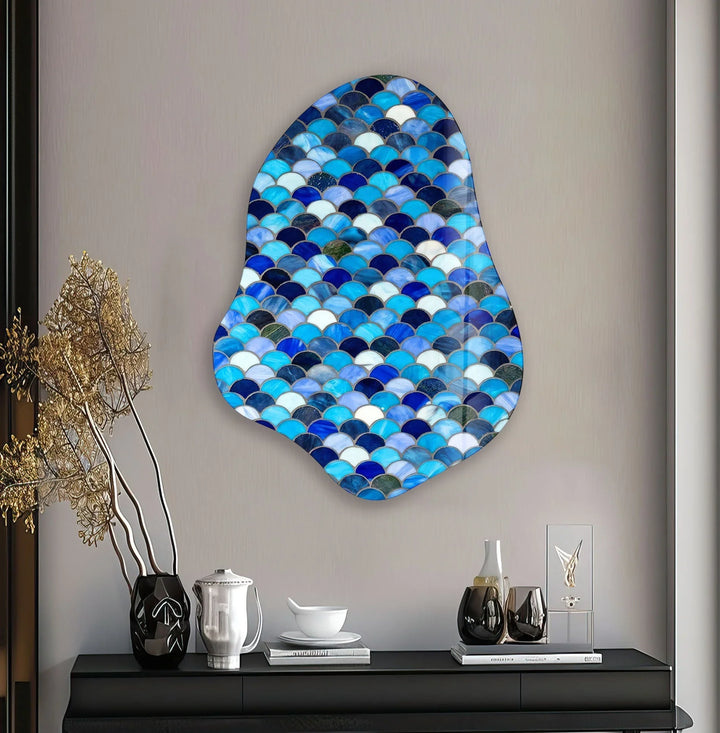 Stunning Blue Stained Glass Wall Art, stained glass wall art, stained glass wall decor
