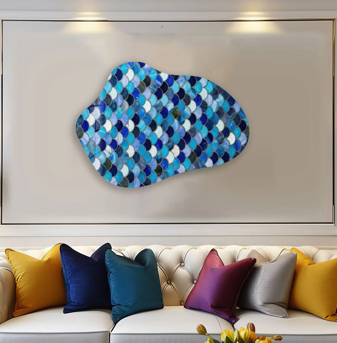 Stunning Blue Stained Glass Wall Art, Glass Printing Wall Art, Print photos on glass
