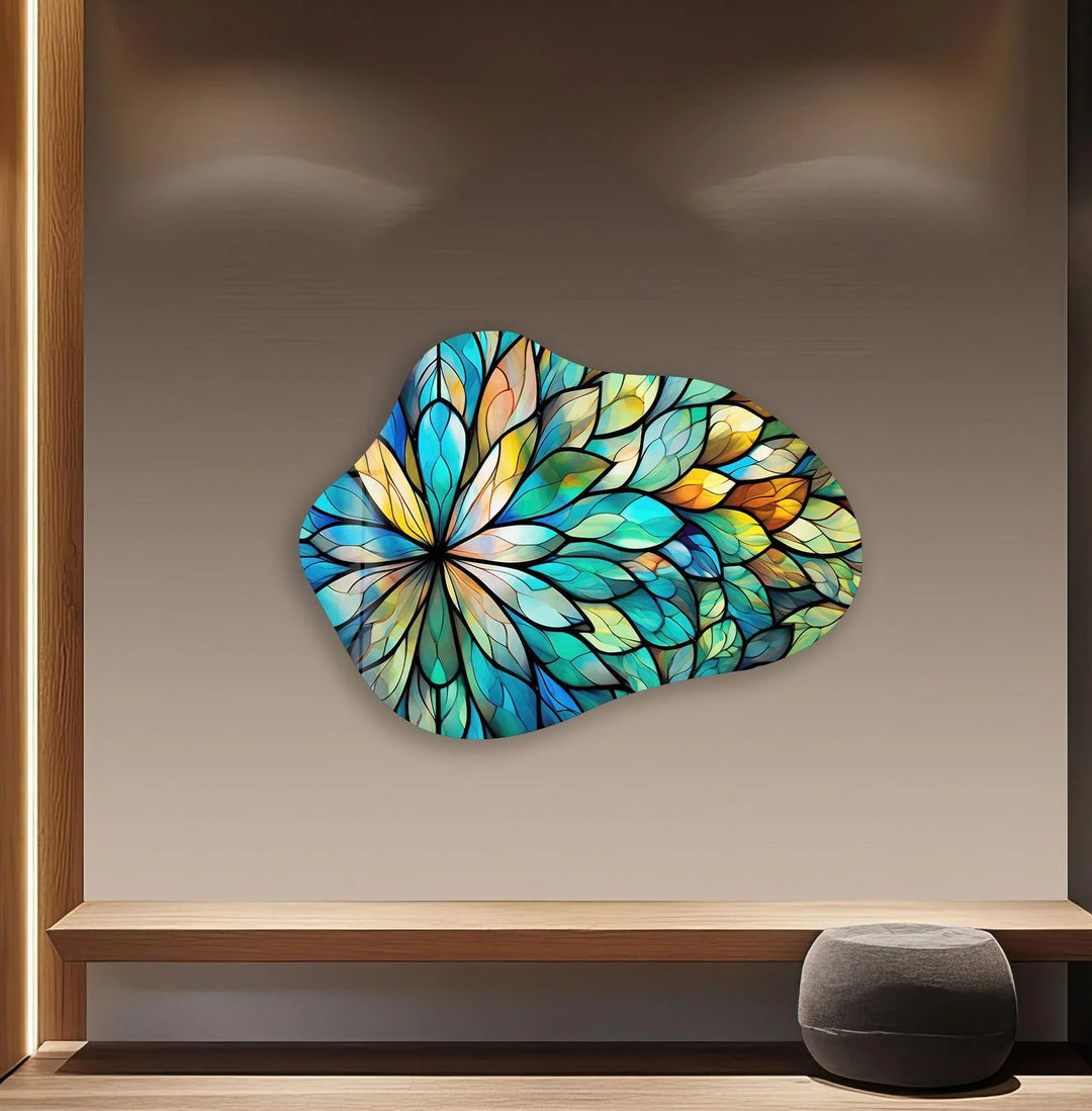 Stained Floral Leaf Glass Wall Art, art glass wall art, glass wall art pictures
