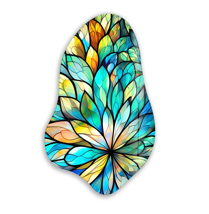 Stained Floral Leaf Glass Wall Art, glass image printing, glass prints from photos
