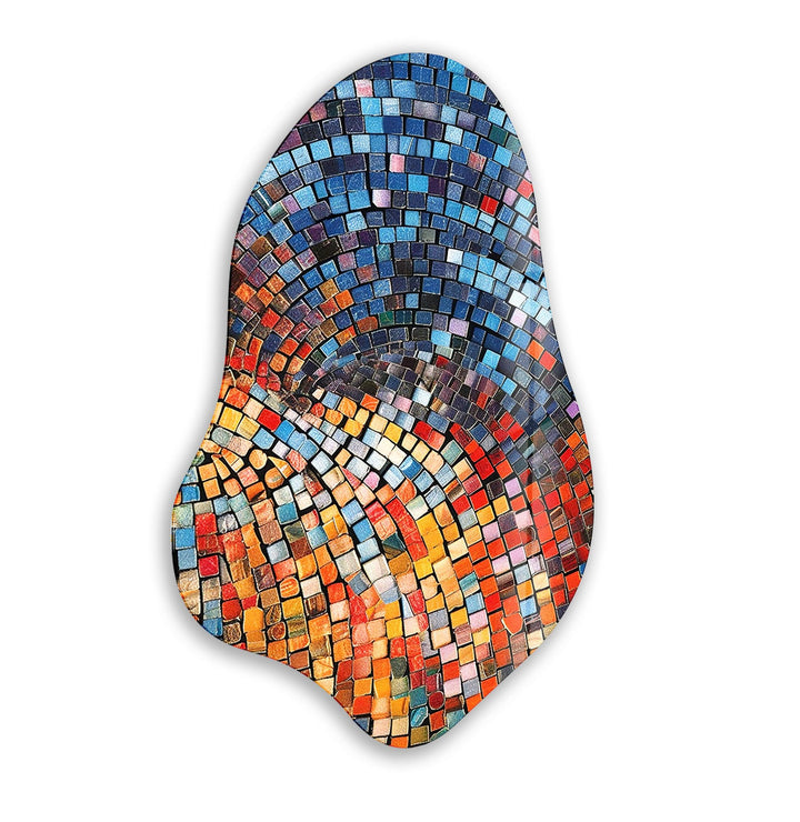 Blue Mosaic Tiles Decorative Glass Wall Art, glass photo prints, glass picture prints
