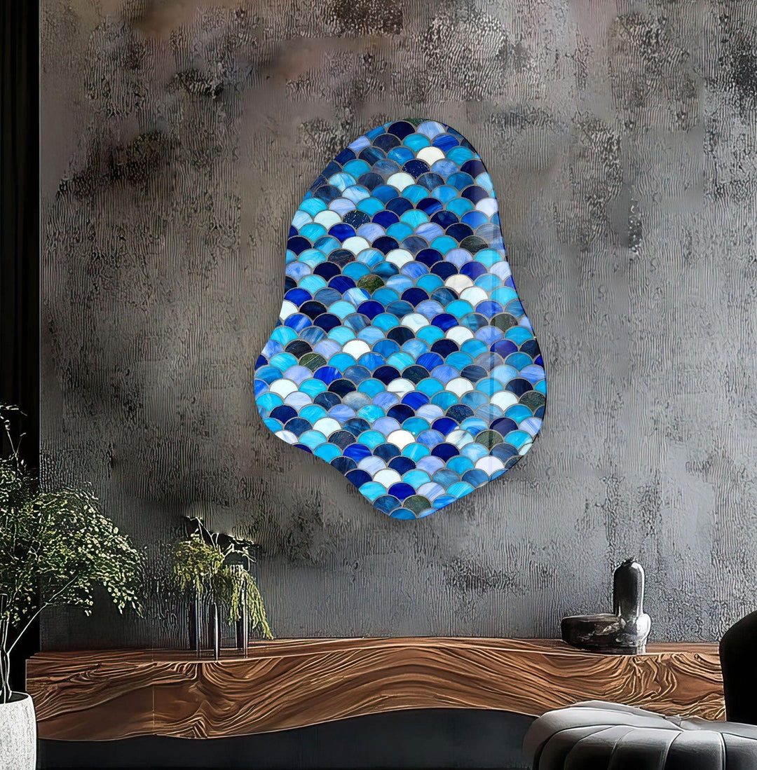 Stunning Blue Stained Glass Wall Art, glass art painting, glass art for the Wall
