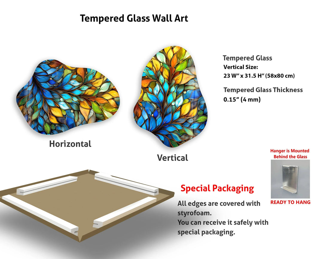 Stained Leaf Floral Glass Wall Art, art glass wall art, glass wall art pictures
