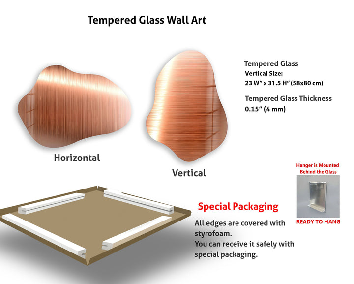Rose Gold Panel Glass Wall Art, Glass Printing Wall Art, Print photos on glass
