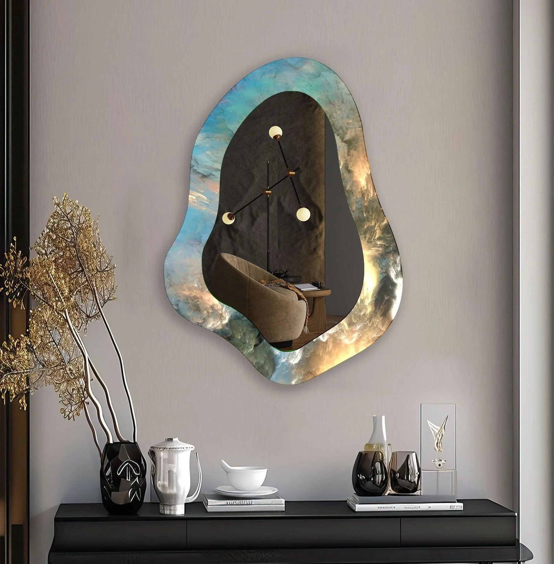 Mirrored wall art showcasing creative shapes and patterns to elevate your wall decor
