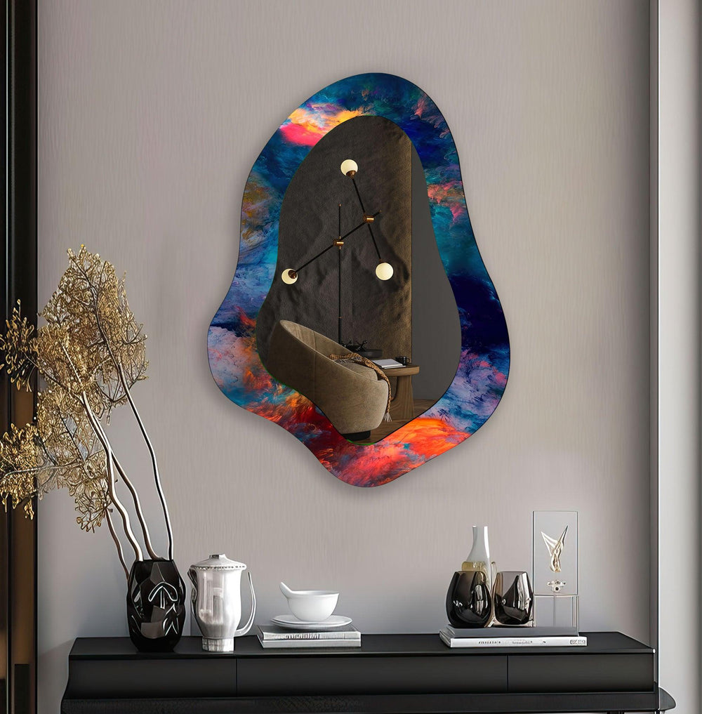 Mirror wall art inspired by abstract forms, perfect for adding a touch of artistic charm
